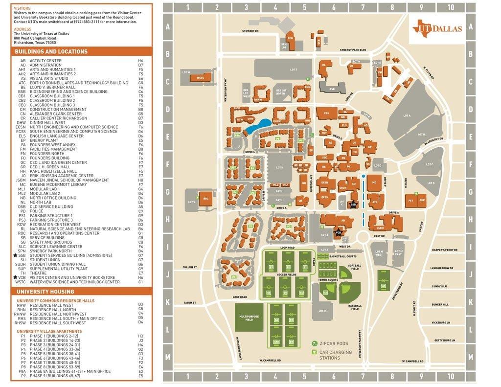 Texas universiteti Dallas xəritə