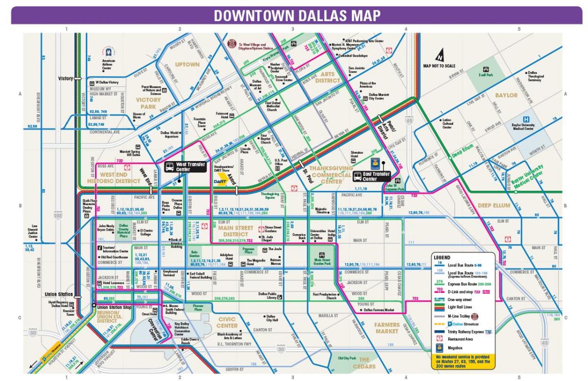Avtobus marşrutları Dallas xəritə