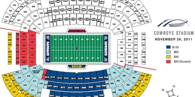 Dallas Ковбойз stadionun xəritədə yeri